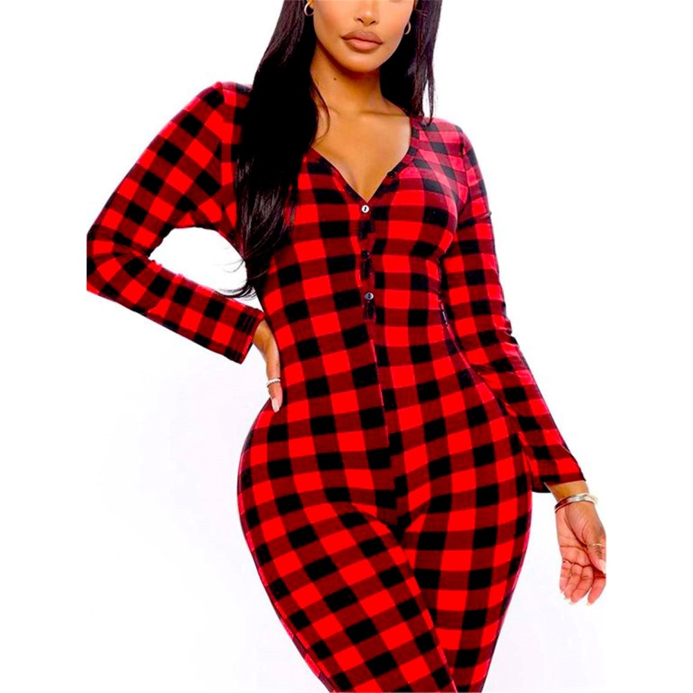 Red and black buffalo plaid onesie perfect for Christmas